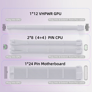PSU SLEEVE <strong>CABLE</strong> PVC Sleeve PSU Extension <strong>Cable</strong> 300mm <strong>for</strong> ATX 24pin 8pin 12pin 8pin <strong>Computers</strong> - Product Image 4