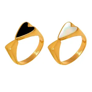 XIMAI 18k Gold Plated Plating Wholesale Price Ring Love Personality White Acrylic Stainless Steel Women Rings