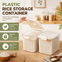 Contenedor de Almacenamiento de Arroz de Plástico Decorado, a Prueba de Insectos y Humedad, Sellado, para Uso Doméstico, Capacidad para 20 Libras, para Arroz, Granos y Harina