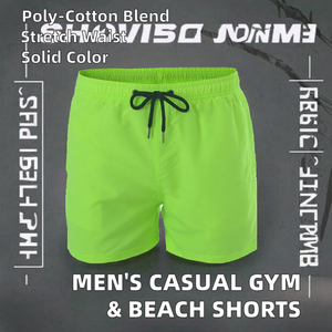 Shorts de sport décontractés pour hommes, couleur unie, shorts de plage, taille mi-haute, multicolores, shorts trois-quarts pour jeunes, vente en gros, tricotés - Product Image 3