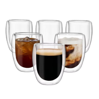 Desain Kustom Sampel Gratis Gelas Teh Tahan Panas Borosilikat Cangkir Kopi Gelas Dinding Ganda Gelas Berdinding Ganda