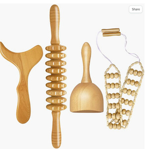 Set Massaggio Corpo in Legno: Rullo per Tendini, Tavola Raschiante, Coppetta per Drenaggio Meridiani, Strumento per Alleviare il Dolore Muscolare e Rilassamento Profondo - Product Image 3
