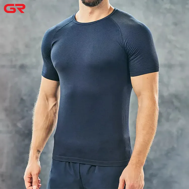 Camiseta esportiva masculina de ginástica com estampa personalizada de malha de poliéster de secagem rápida de alta qualidade