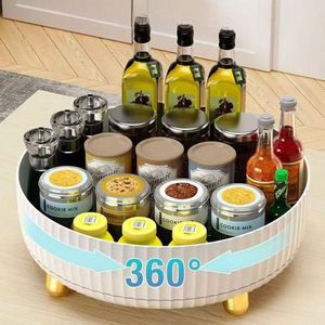 Hot Sale Desktop Turntable Round Fruit Storage Tray Plastic Storage Rotary Tray Kitchen <b>Rack</b> Seasoning Bottle Storage Tray - Product Image 4