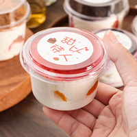 Boîte ronde en plastique PET transparente de 150 ml, épaisseur 1 mm, pour desserts, poudings, yaourts