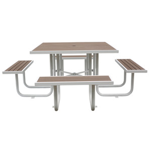 <span class=keywords><strong>Tavolo</strong></span> da Picnic Quadrato <span class=keywords><strong>in</strong></span> WPC Impermeabile per Esterni <span class=keywords><strong>con</strong></span> Panche, <span class=keywords><strong>Tavolo</strong></span> da Pranzo Moderno per Campeggio <span class=keywords><strong>con</strong></span> Foro per Ombrellone - Product Image 3