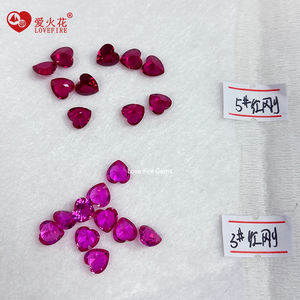 أحجار الياقوت في المخزون بسعر الجملة 3A قطع قلب الياقوت الاصطناعية 5 # أحمر - Product Image 6