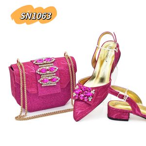Inmyshop Vendita Calda Set di Scarpe e Borsa in Pelle PU Italiana di Alta Qualità con Strass <span class=keywords><strong>Tacco</strong></span> <span class=keywords><strong>Basso</strong></span> Bellissimo Set di Scarpe e Borsa da <span class=keywords><strong>Donna</strong></span> per Feste Africane - Product Image 3