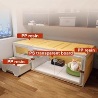 Ensemble complet d'appartement pour chat d'intérieur avec tiroir Bac à litière Lit Hamac Mangeoire à eau