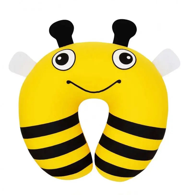 Vendite calde peluche ape cuscino da viaggio per bambini Toddlers cuscino di supporto per collo morbido a forma di U comodo cuscino da viaggio per aereo