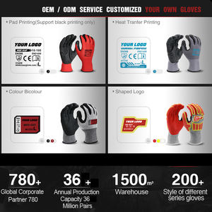 Gants de sécurité industriels MaxiPact avec logo personnalisé, gants de nettoyage ménager, revêtement en latex, fabrication chinoise, gants de sécurité imperméables - Product Image 4