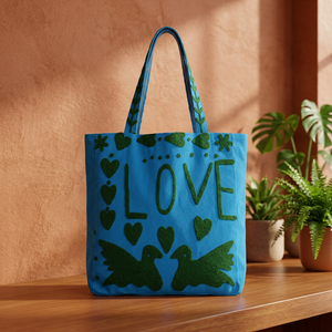 Velvet Tote <b>Bag</b> Embroidered Love <b>Heart</b> Shoulder Handbag Large Capacity Casual Shopping Carry <b>Bag</b> Wholesale B2B Suzani <b>Bags</b> - Product Image 4