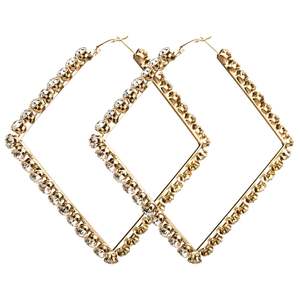 Nuovo stile Punk grande grande <span class=keywords><strong>argento</strong></span> placcato <span class=keywords><strong>orecchini</strong></span> a cerchio quadrati con diamante di cristallo - Product Image 3