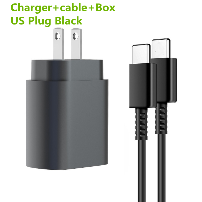 Cargador negro estadounidense + cable + caja