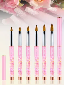 100% Kolinsky Acrylic Nail <b>Brush</b>, Acrylic Nail <b>Brush</b> for Manicure, Glittery With Metal Handle, Durable Pink Handle - Product Image 1