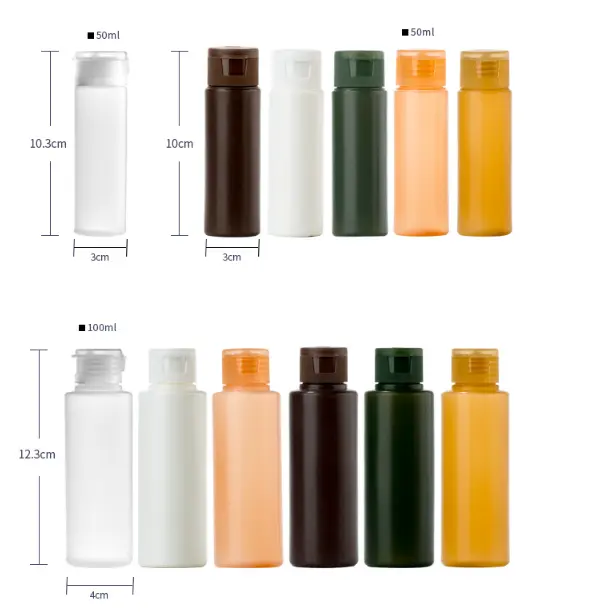 Gekleurde Dispenser Shampoo Lotion Fles 50Ml/100Ml Plastic Hdpe Body Wash Pakket Met Flip Cap