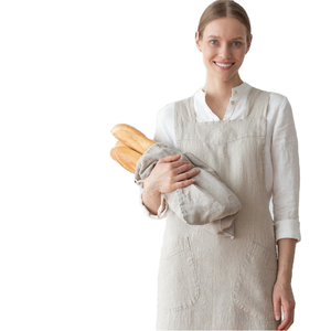 Tablier de cuisine en coton et lin doux à bretelles croisées, style français, logo personnalisé, sans manches, pour femmes - Product Image 5