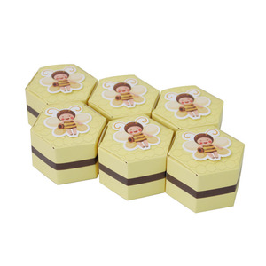 Esagonale giallo pieghevole sapone giocattolo caramelle Mini scatola di carta regalo