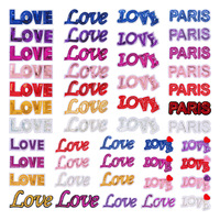 Nouveau design LOVE PARIS, patchs brodés à thermocoller avec sequins pour vêtements, sacs, chapeaux, DIY