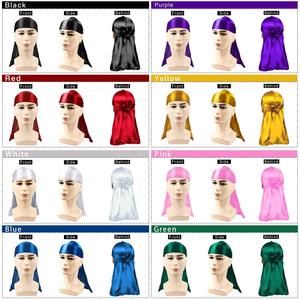 Durags en satin soyeux personnalisés avec logo, durags de créateur unis avec longue queue pour hommes, durags en soie - Product Image 5
