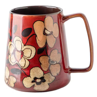 Grande tasse à café, thé ou eau en céramique réutilisable, motif floral classique, grande capacité 700 ml, durable, sans danger pour les aliments, pour le bureau, la maison ou comme cadeau.
