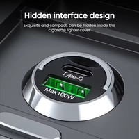 Chargeur de voiture mini invisible 100W 5A, 2 ports, charge rapide PD20W/QC3.0, chargeur allume-cigare pour téléphones