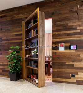 Bibliothèque coulissante moderne en bois avec porte cachée en bois massif - Conception de porte secrète pour un usage en appartement - Product Image 1