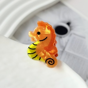 Mini pinces à cheveux en acrylique animaux marins mignons pour femmes, usage quotidien : poulpe, baleine, dauphin, étoile de mer, <span class=keywords><strong>crabe</strong></span>, trompette de plage – Accessoires capillaires - Product Image 4