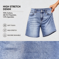 Shorts en jean coupe trapèze pour femme, taille basse, jambes larges, style jorts, pour tenues d'été et de barbecue en extérieur