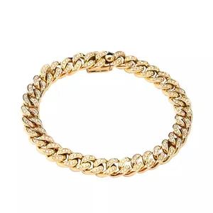 18K Yellow Gold Cluster Diamond Necklace Women Au750 Color Gold Bracelet Plain Chain