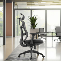 Chaise de bureau ergonomique moderne en maille pivotante pour direction Appui-tête réglable Support lombaire à réglage automatique Certifié Classe-3 Gas Lift