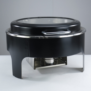 Estufa de buffet de pies redondos, suministros para restaurante, producto de plato de frotamiento, calentador de alimentos negro con ventanas - Product Image 2