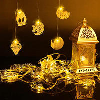 Guirlande lumineuse LED 2m 10 LED en cuivre IP44, décorations Ramadan Aïd Moubarak, étoile et lune, à piles, pour l'Aïd al-Adha
