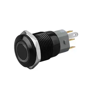 16mm diameter LED switch for lighting power supply of 250V waterproof reset / locking metal button switch