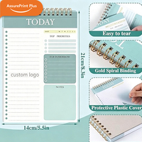 Carnet de planification quotidienne non daté A5, couverture spirale en PP, carnet de liste de tâches, journal, fournitures de papeterie, liste de contrôle des tâches, cadeau de bureau 104
