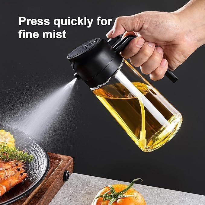 Hot Sale Dual Purpose Oil Spray Can 470ml Kitchen Oil Spray Bottle Push-type Integrated Oil Bottle
