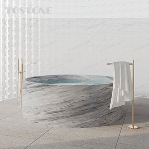 Vasca da Bagno in Marmo Naturale Grigio Fiorentino di Lusso Tostone, Bestseller per Hotel e Ville, Decorazione per Bagno - Product Image 1