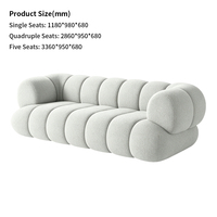 Canapé moderne gris clair en bouclette, canapé modulaire avec éponge haute densité