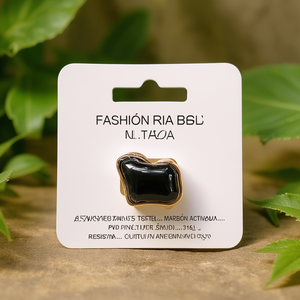 Fashion Ring 316L Stainless Steel PVD Gold Plating Sustainable Resistant <b>Black</b> Inlay Design - Product Image 3