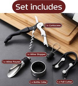 Thanh Aerator Stopper Opener nhỏ giọt Vòng cờ vua miếng rượu vang chai phụ kiện Opener Set với cờ vua đặt trong hộp gỗ - Product Image 4