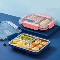 Boîte à lunch en acier inoxydable 304, anti-odeur, pour étudiants, employés de bureau, portable, double compartiment, hermétique, boîte bento pour enfants