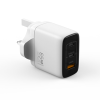 Cargador de Pared USB C GaN de 65W, Adaptador de Corriente de Carga Rápida Compacto de 3 Puertos para iPhone, Galaxy, Pixel 10/9, Dell XPS, iPad Pro