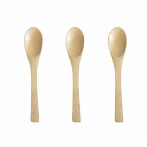 Factory Hot Sale Premium Natural Reusable Coffee Jam Honey Bamboo Spoon Baby Kids Bibimbap Mini Bamboo Wooden Spoon