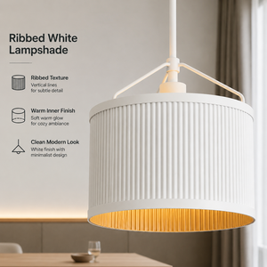 Suspension moderne en métal avec abat-jour côtelé blanc E27, luminaire simple pour salle à manger, îlot de cuisine, décoration intérieure - Product Image 2