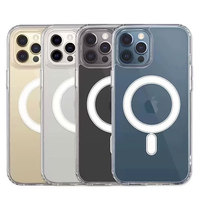 Étuis de téléphone portable magnétiques transparents antichoc anti-jaunissement en TPU+PC pour 12-18 Pro Max Plus