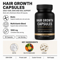 Capsules de Biotine Multivitaminée pour la Croissance des Cheveux 1000 mg Soutien Peau et Ongles 90 Comprimés Formule Personnalisée Marque Privée OEM ODM