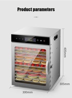 304 RVS Voedseldehydrator met 10 Bakken, Voedseldroger voor Gedroogd Vlees, Fruit, Groenten, DIY Hetelucht Droogmachine, Sneller en Lichter
