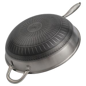 Panela <span class=keywords><strong>Wok</strong></span> Chinesa <span class=keywords><strong>Wok</strong></span> domestique grande capacité 3 plis en acier inoxydable nid d'abeille Grande casserole revêtement antiadhésif <span class=keywords><strong>Wok</strong></span> - Product Image 2