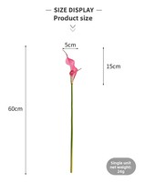 Fleurs artificielles Calla Lilies à longue tige de 60 cm en EVA, effet réaliste, blanches, modernes, pour la décoration de la maison et de mariage (vente en gros)