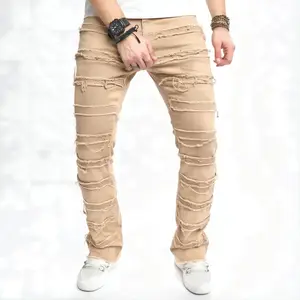 Gemi hazır pamuk/spandex yeni stil denim boys flare cepler yığın kot erkekler